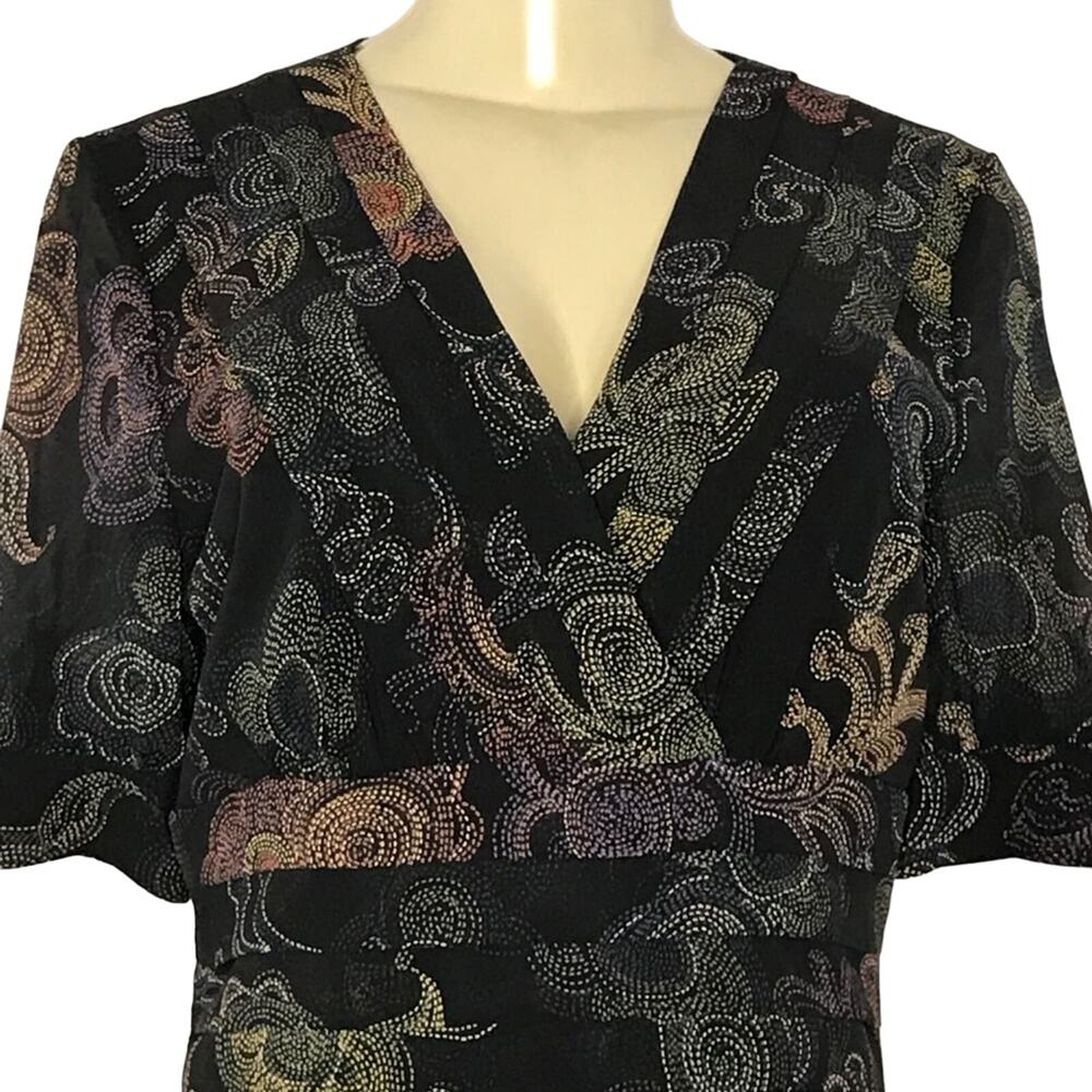 Peter Nygard Size 6 Fit N Flare Lined Midi Dress-Surplice Bodice- Modest